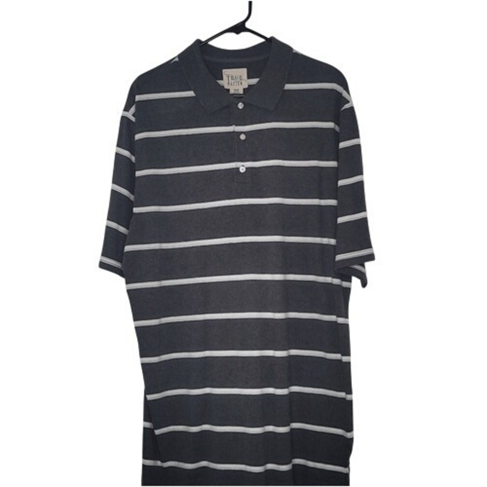 True Nation Gray & White Stripe Polo‎ Shirt